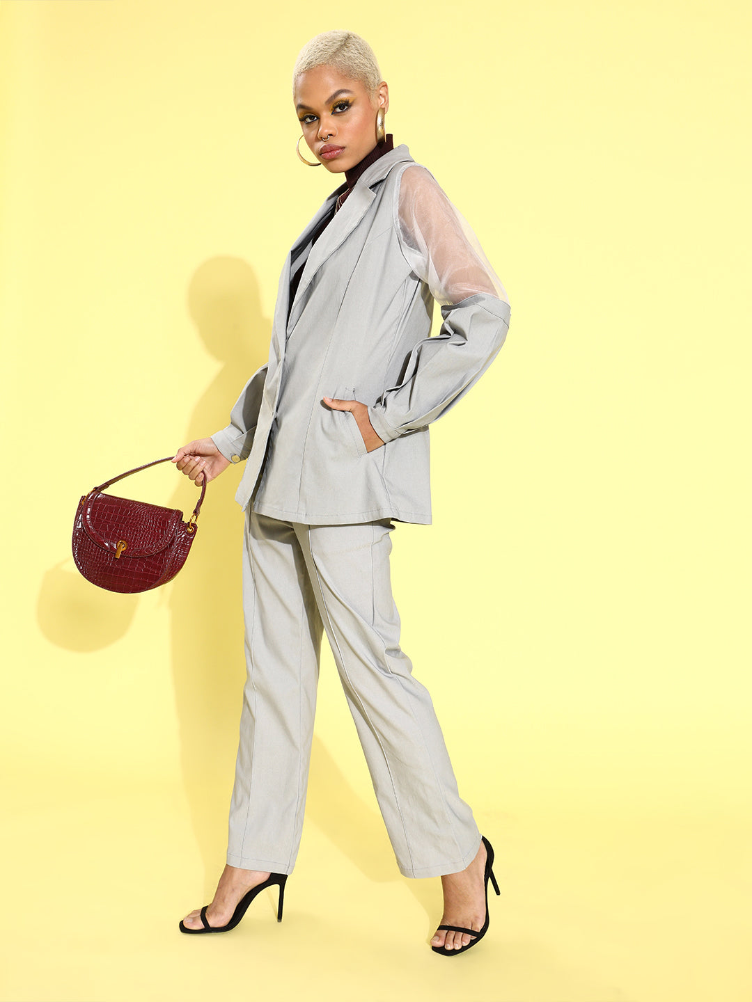 Athena Women Alluring Grey Sleek Coat with Trousers - Athena Lifestyle