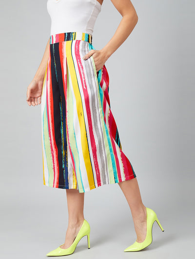 Athena Women Multicoloured Relaxed Loose Fit Striped Culottes - Athena Lifestyle