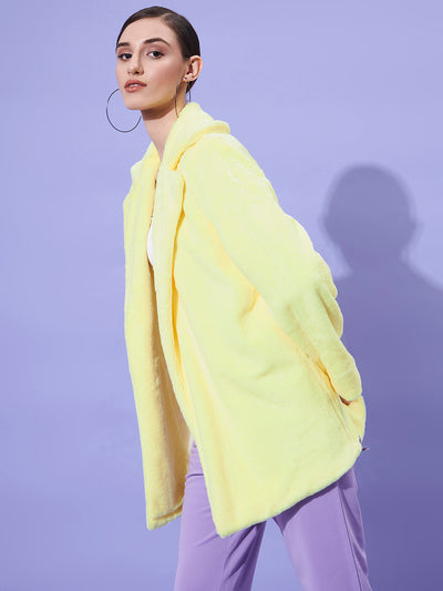 Athena Women Yellow Faux Fur Trench Over Coat - Athena Lifestyle