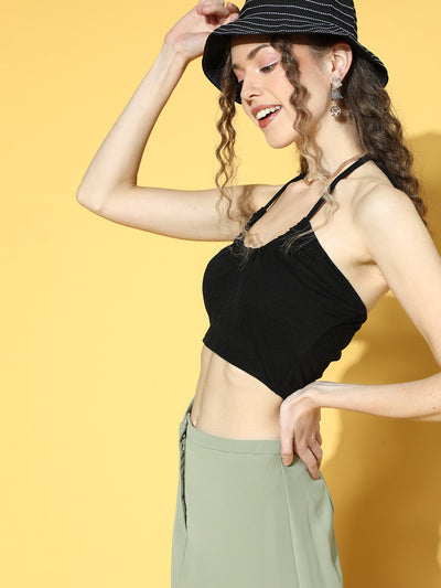 Athena Black scrunchie neck strap off shouler top - Athena Lifestyle