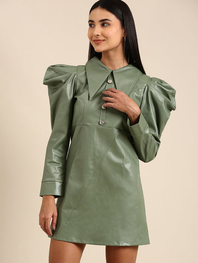 Athena Olive Green A-Line Dress - Athena Lifestyle