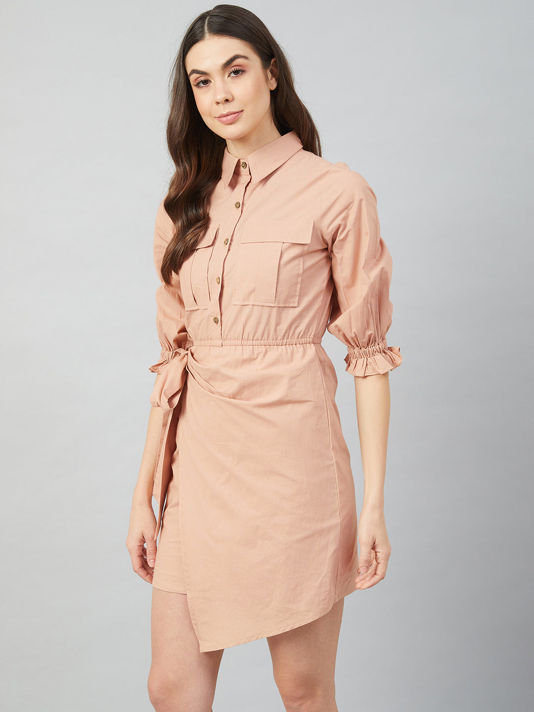 Athena Beige- Coloured Cotton Shirt Dress - Athena Lifestyle