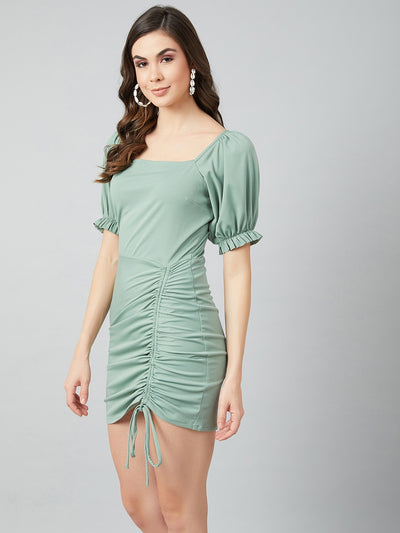 Athena Women Sea Green Solid Bodycon Dress - Athena Lifestyle