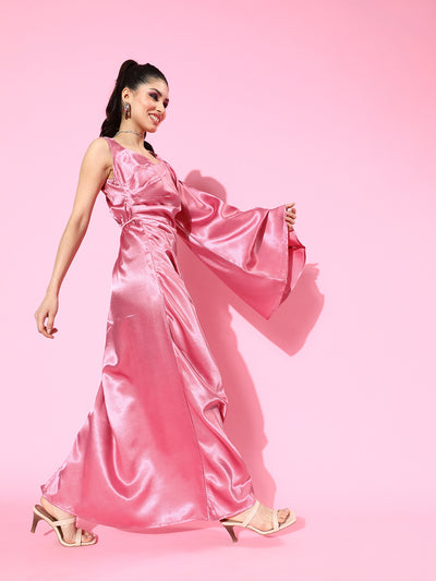 Athena Women Pretty Pink Solid Sweetheart Neck Dress - Athena Lifestyle