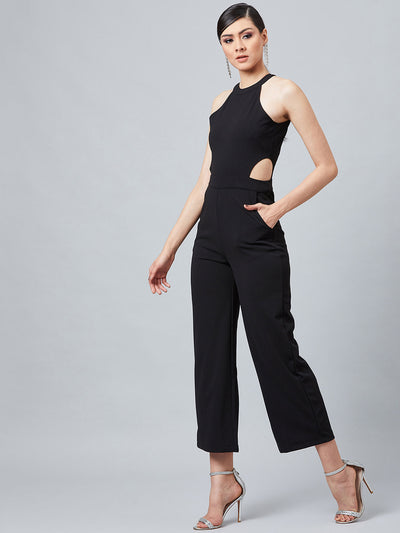 Athena Women Black Solid Basic Jumpsuit - Athena Lifestyle