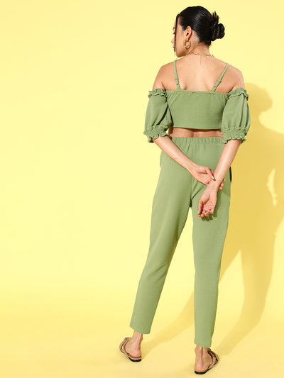 Athena Women Gorgeous Green Solid Top with Trousers - Athena Lifestyle