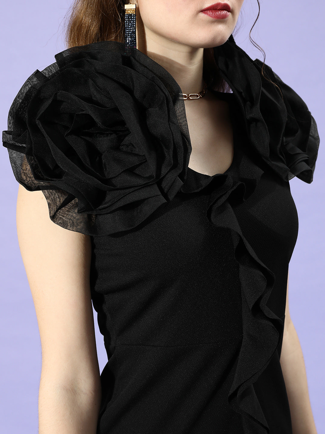 Athena Black Solid Scrunchie Sheath Dress - Athena Lifestyle