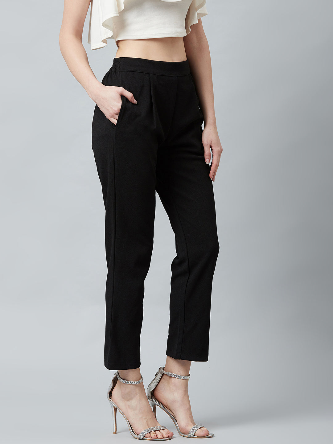 Slim fit: cigarette-style trousers - black | Comma