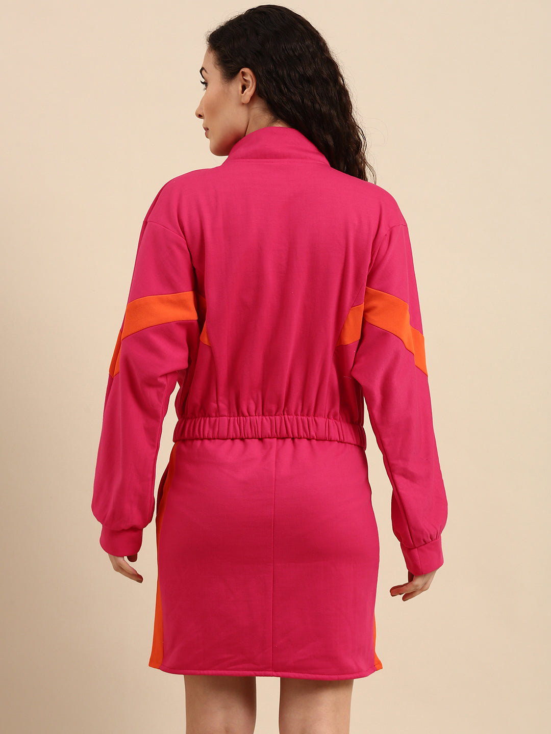Athena Women Fuchsia & Orange Colourblocked Top with Skirt - Athena Lifestyle