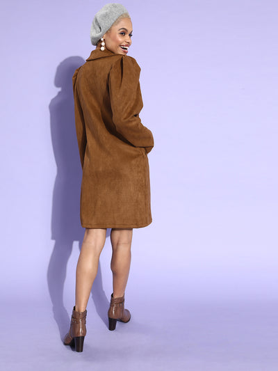 Athena Brown Trench coat with puff sleeves and pocket details - Athena Lifestyle