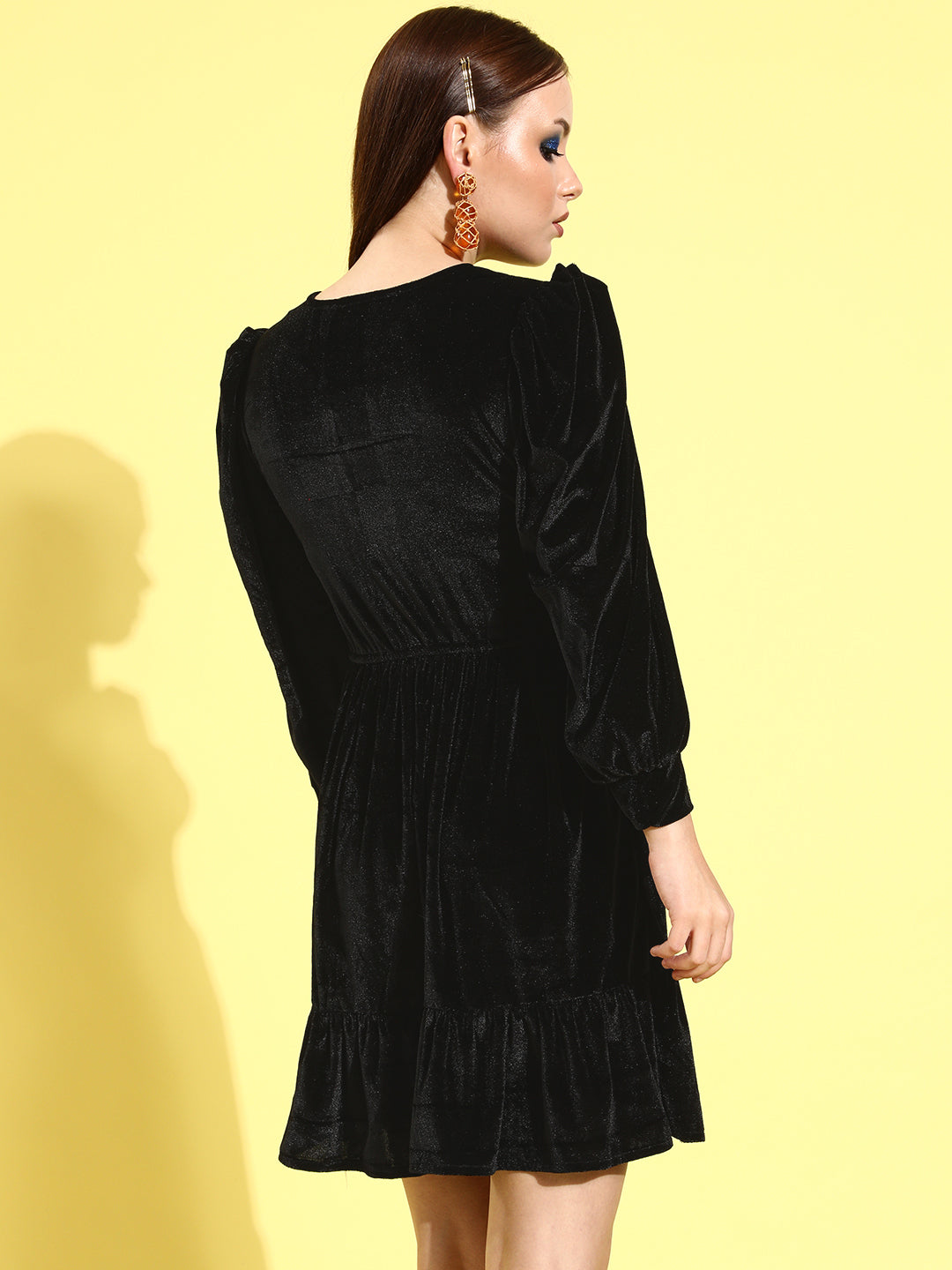 Athena Black Velvet Empire Style Fit & Flare Dress - Athena Lifestyle