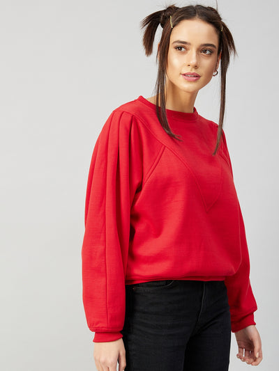 Athena Women Red Fleece Sweatshirt - Athena Lifestyle