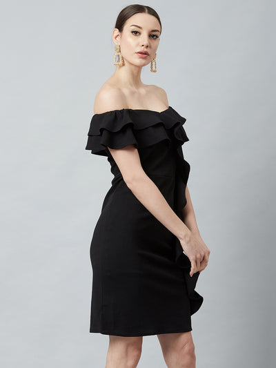 Athena Women Black Solid Bodycon Dress - Athena Lifestyle