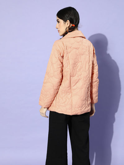 Athena Pink Quilted jacket with neck tie and snap button - Athena Lifestyle