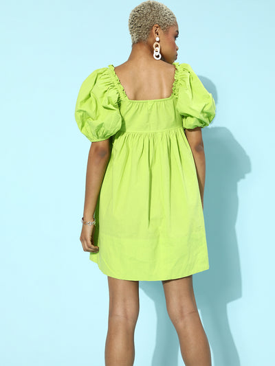 Athena Lime Green A-Line Mini Dress - Athena Lifestyle