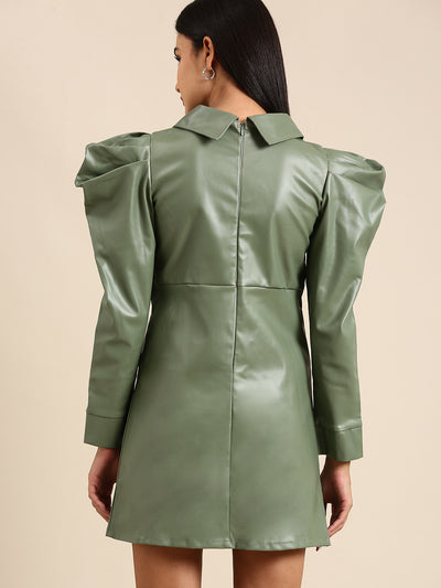 Athena Olive Green A-Line Dress - Athena Lifestyle