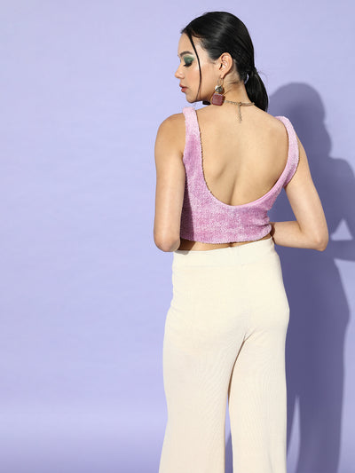 Athena Lavender Faux-Fur Crop top with strap detail - Athena Lifestyle