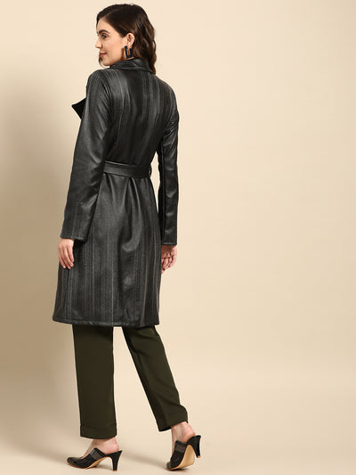 Athena Women Solid Overcoat With Belt - Athena Lifestyle