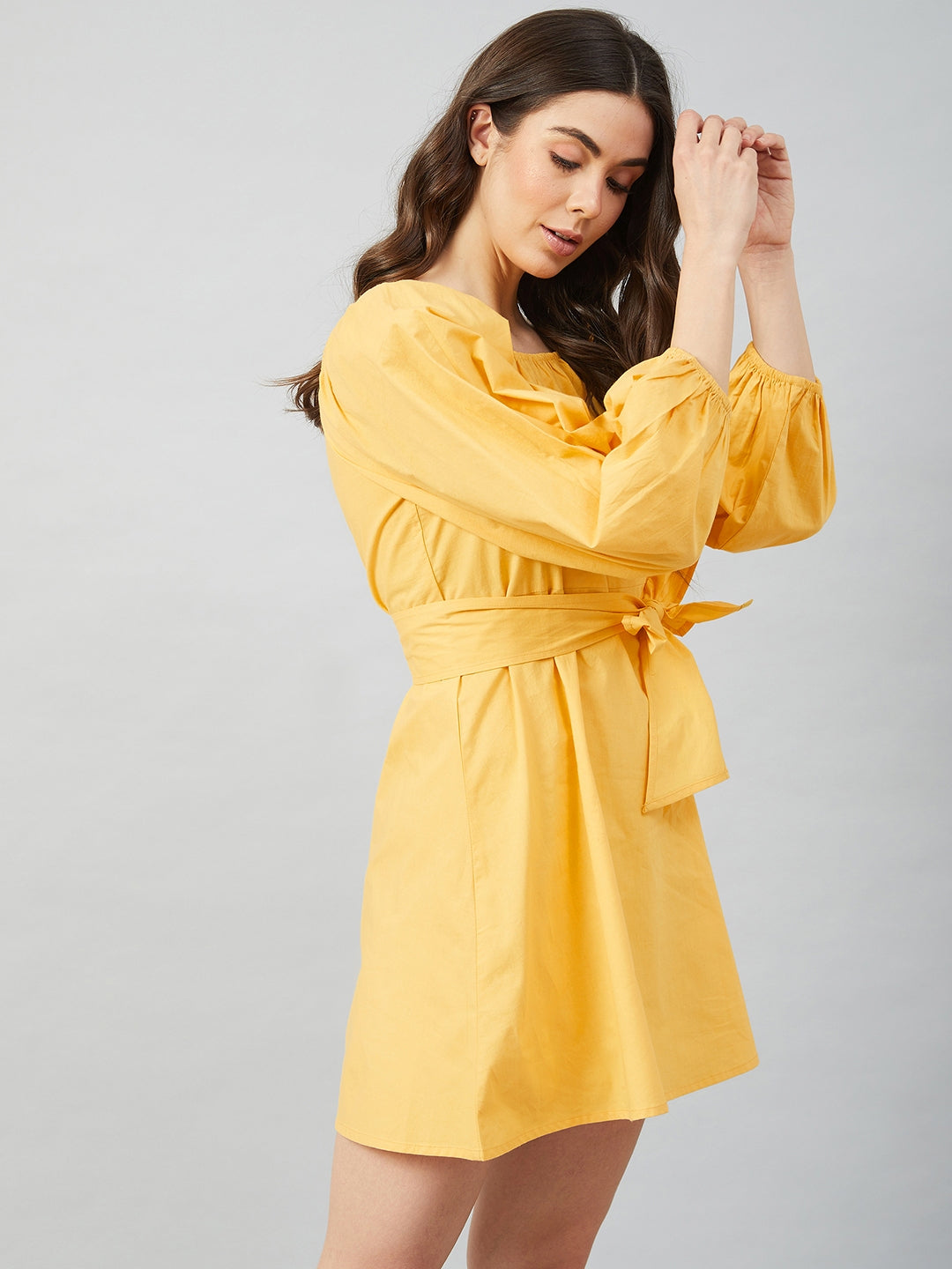 Athena Yellow cotton A-Line Dress - Athena Lifestyle