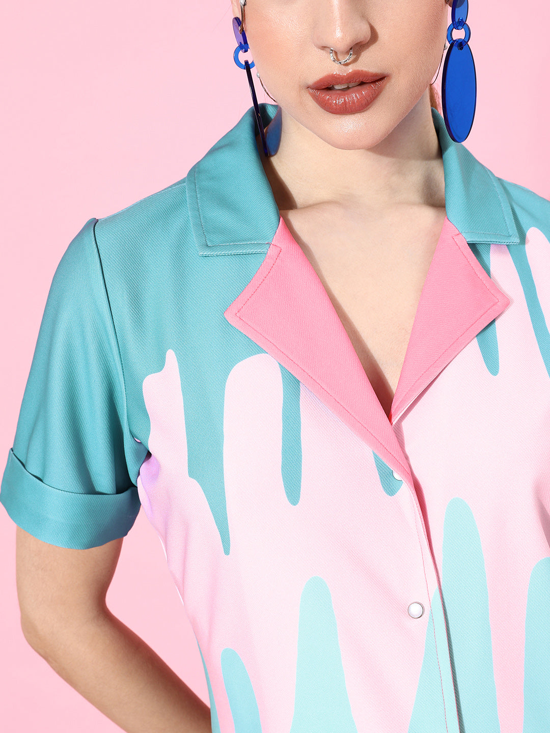 Athena Bubblegum color- blocking shirt dress - Athena Lifestyle