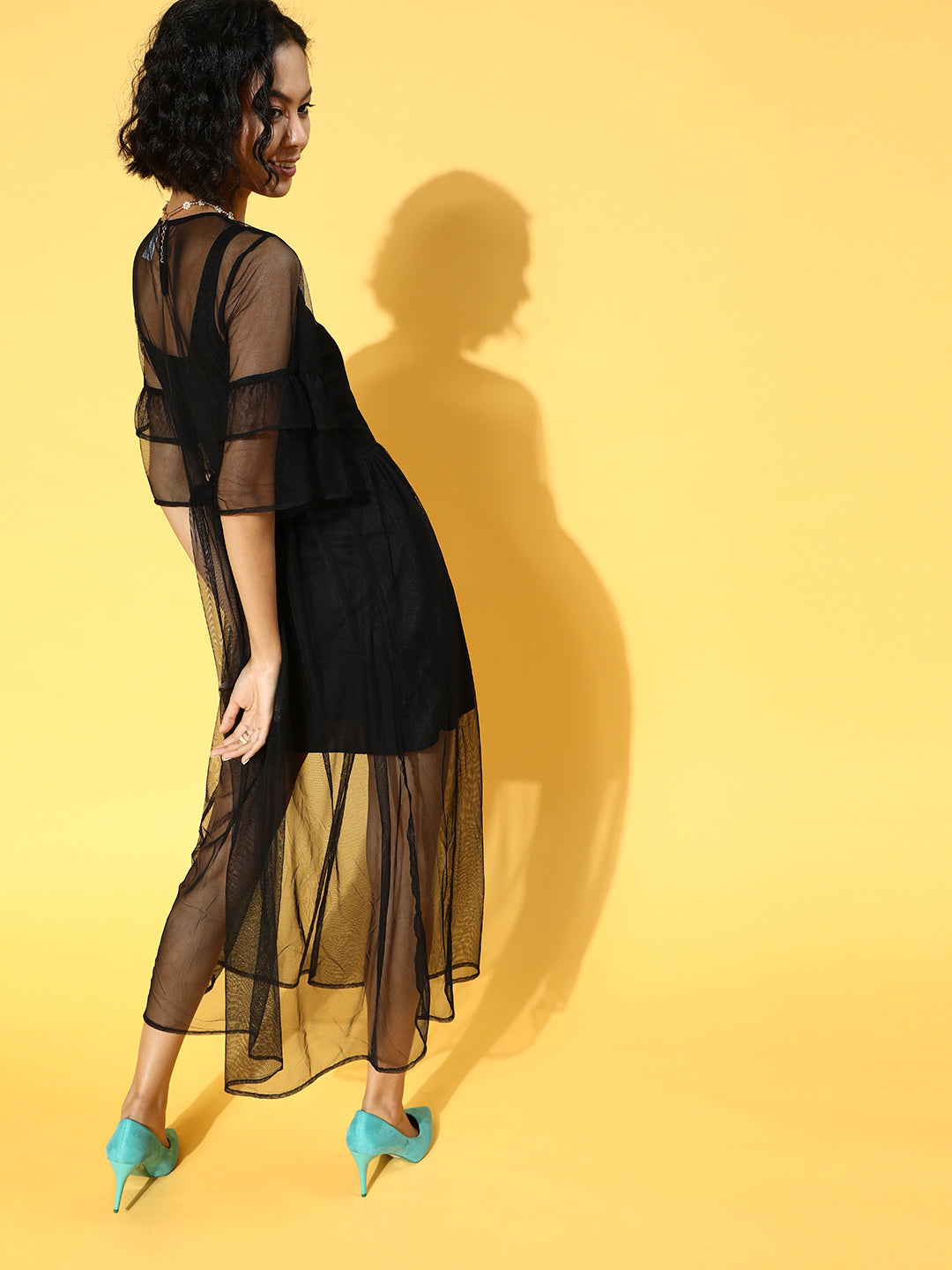 Athena Black frill sleeve tulle dress - Athena Lifestyle