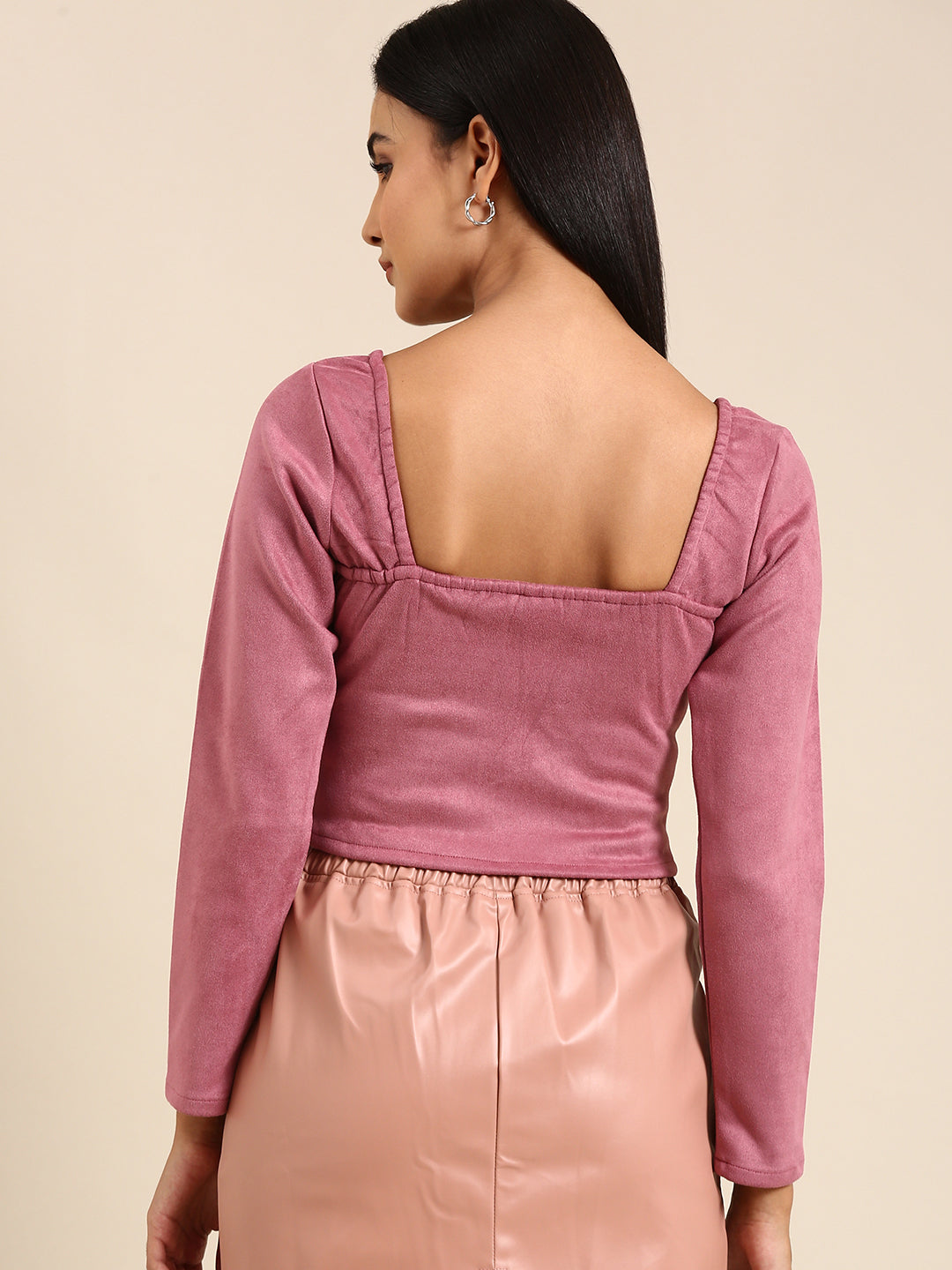 Athena Pink Solid Open-Front Top - Athena Lifestyle