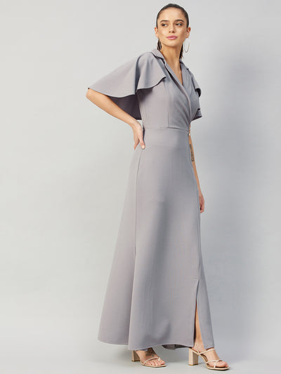 Athena Grey Maxi Dress with Cape - Athena Lifestyle