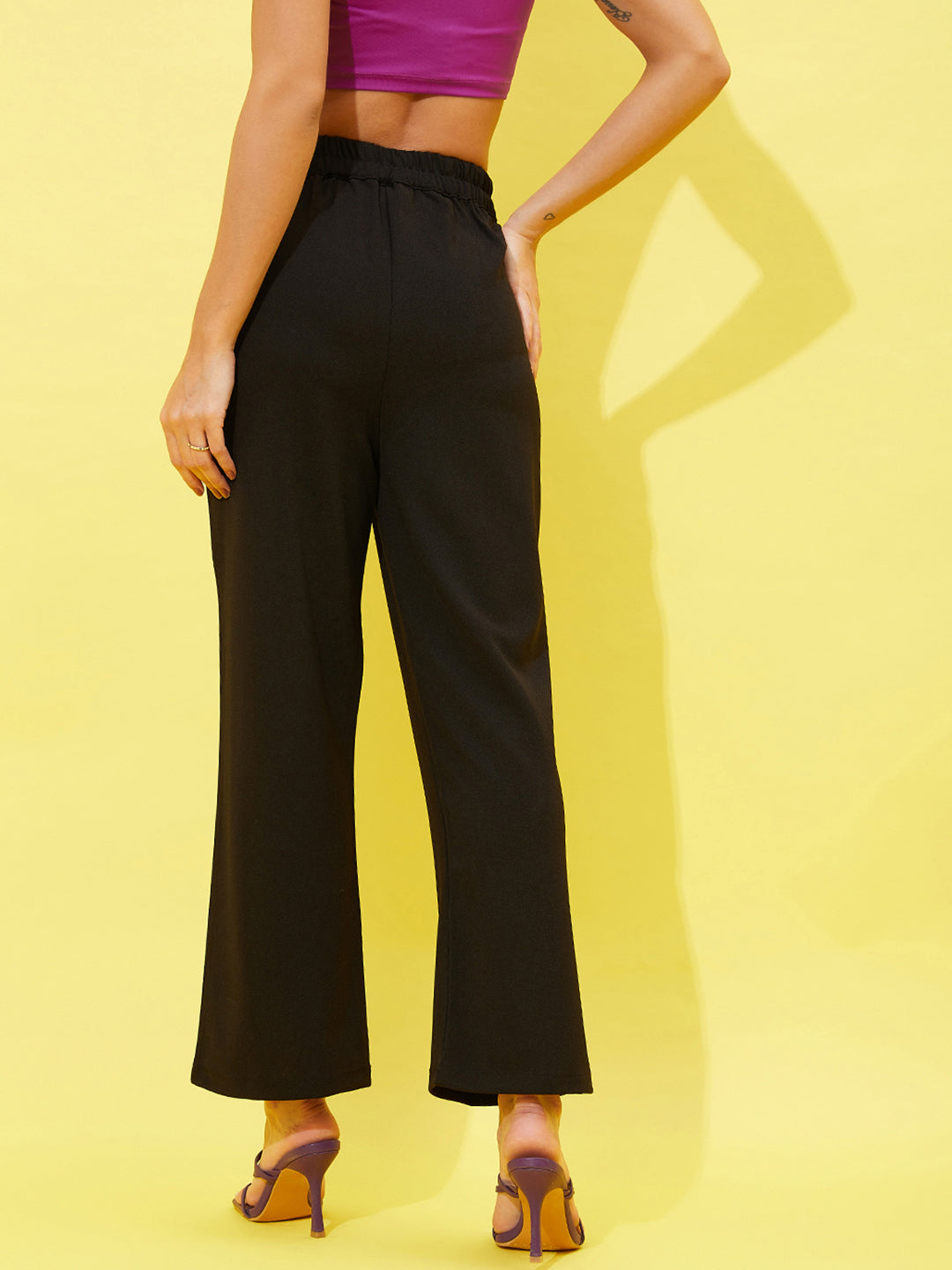Madame Solid Coral Bootcut Trousers  Buy COLOR Coral Trouser Online for   Glamly