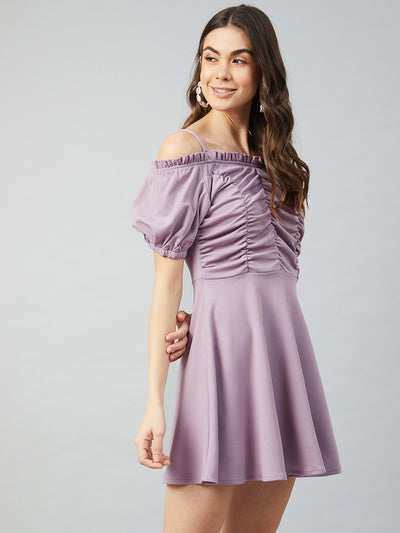 Athena Women Lavender Off-Shoulder Ruched Dress - Athena Lifestyle