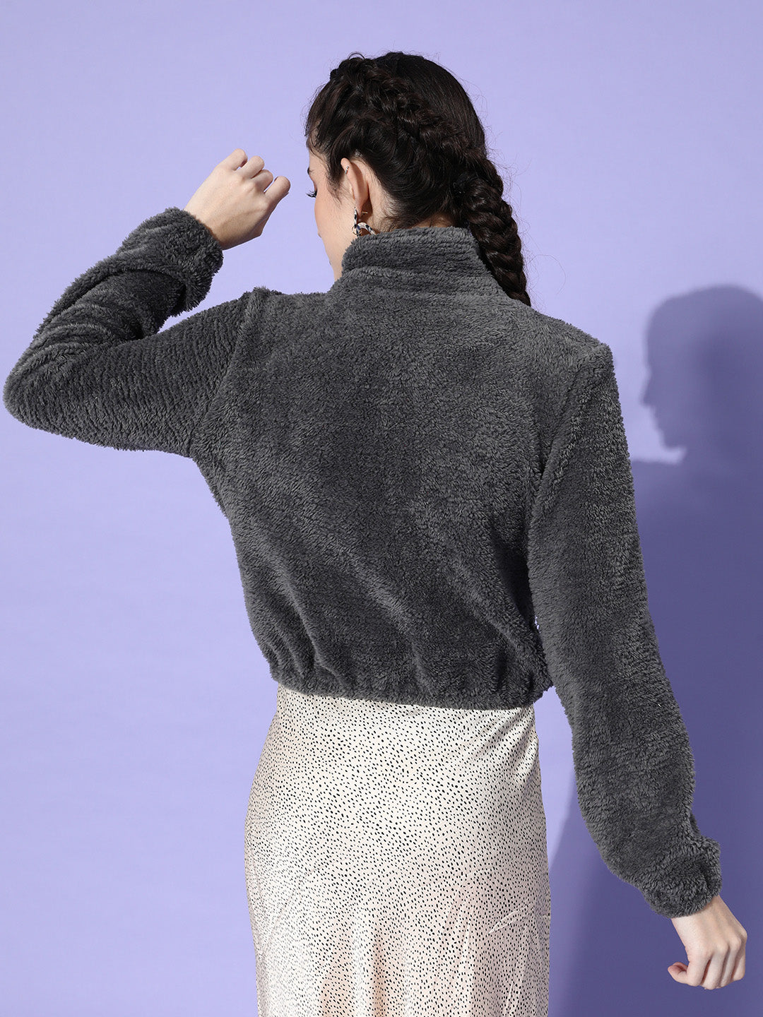 Athena Women Grey Self-Design Sweatshirt - Athena Lifestyle