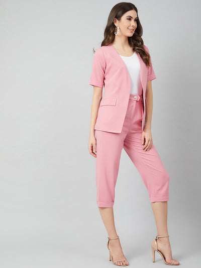 Athena Women Pink Blazer With Cigarette Pant Co-ord Set - Athena Lifestyle