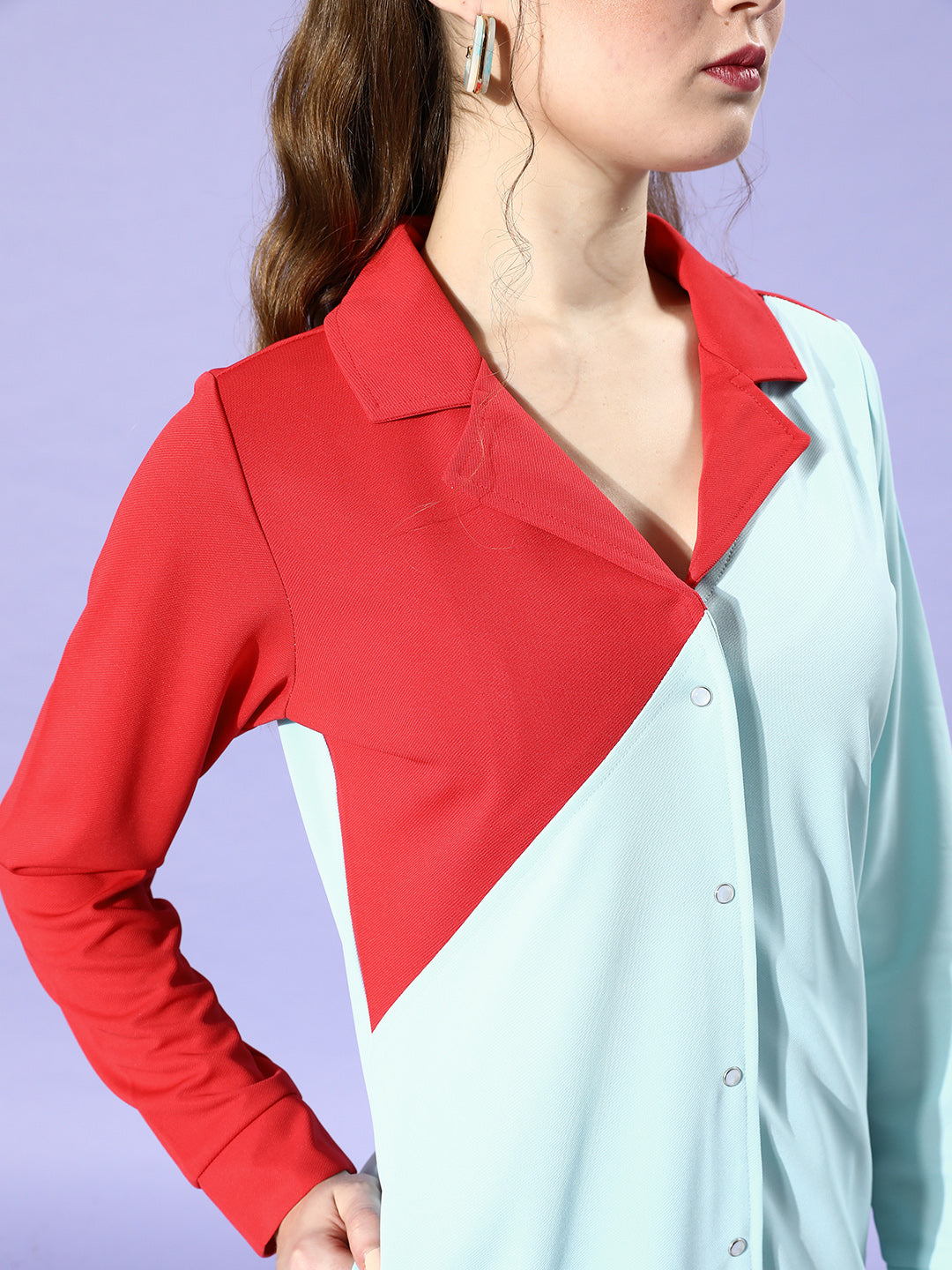 Athena Blue & Red Colourblocked Shirt Dress - Athena Lifestyle