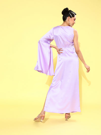 Athena Women Elegant Lavender Solid Sweetheart Neck Dress - Athena Lifestyle
