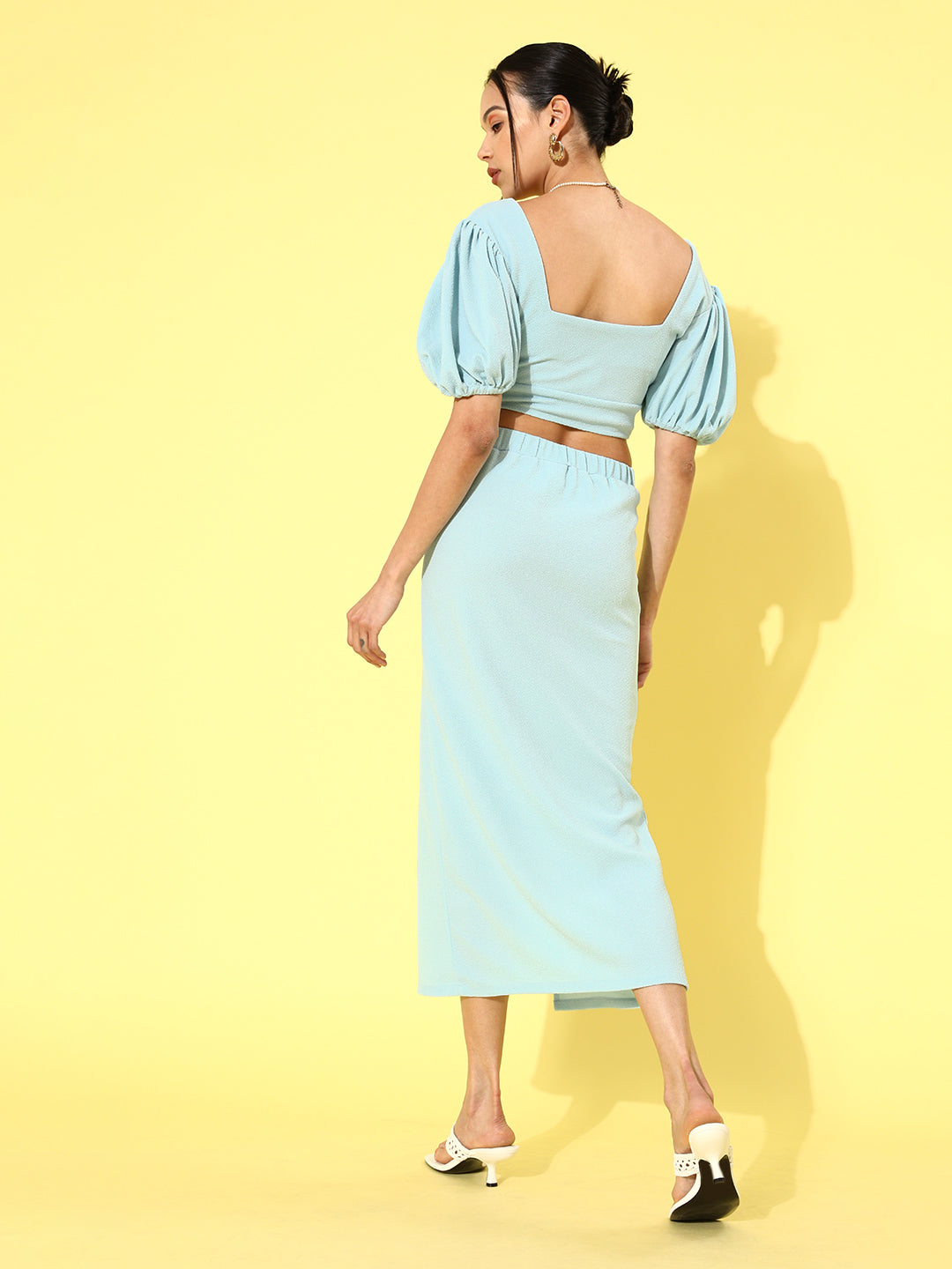 Athena Women Alluring Turquoise Blue Solid Co-ord Set - Athena Lifestyle