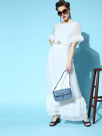 Athena White Zig-Zag Maxi Dress - Athena Lifestyle