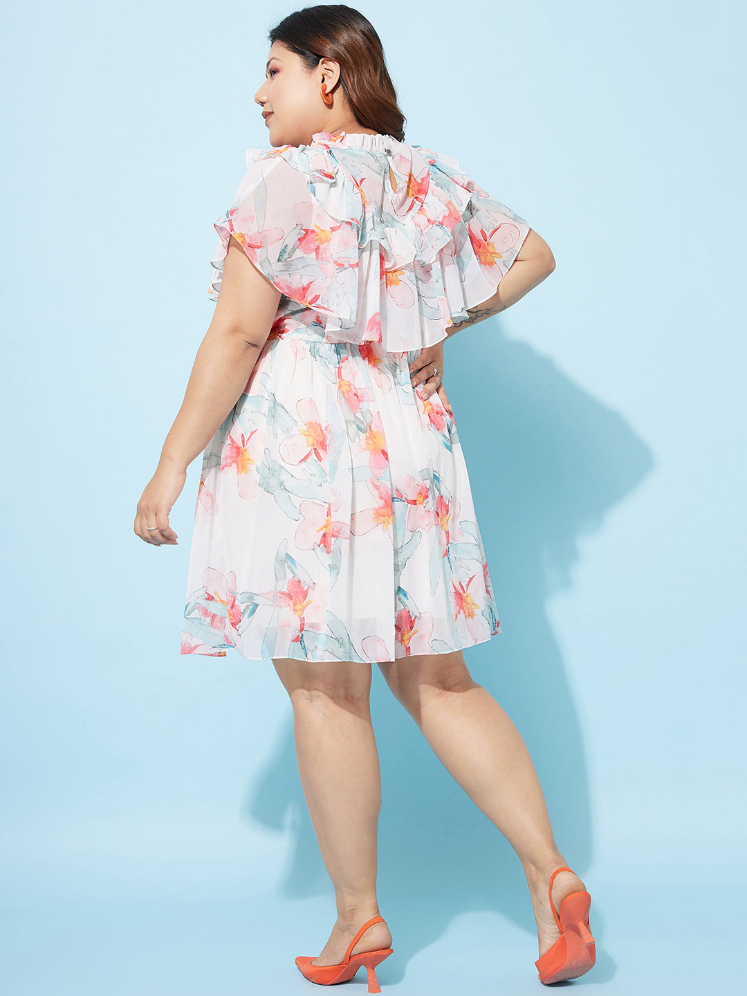Athena Ample Plus Size Floral Print Georgette Fit & Flare Dress - Athena Lifestyle