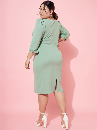 Athena Ample Plus Size Puff Sleeve Scuba Sheath Dress - Athena Lifestyle