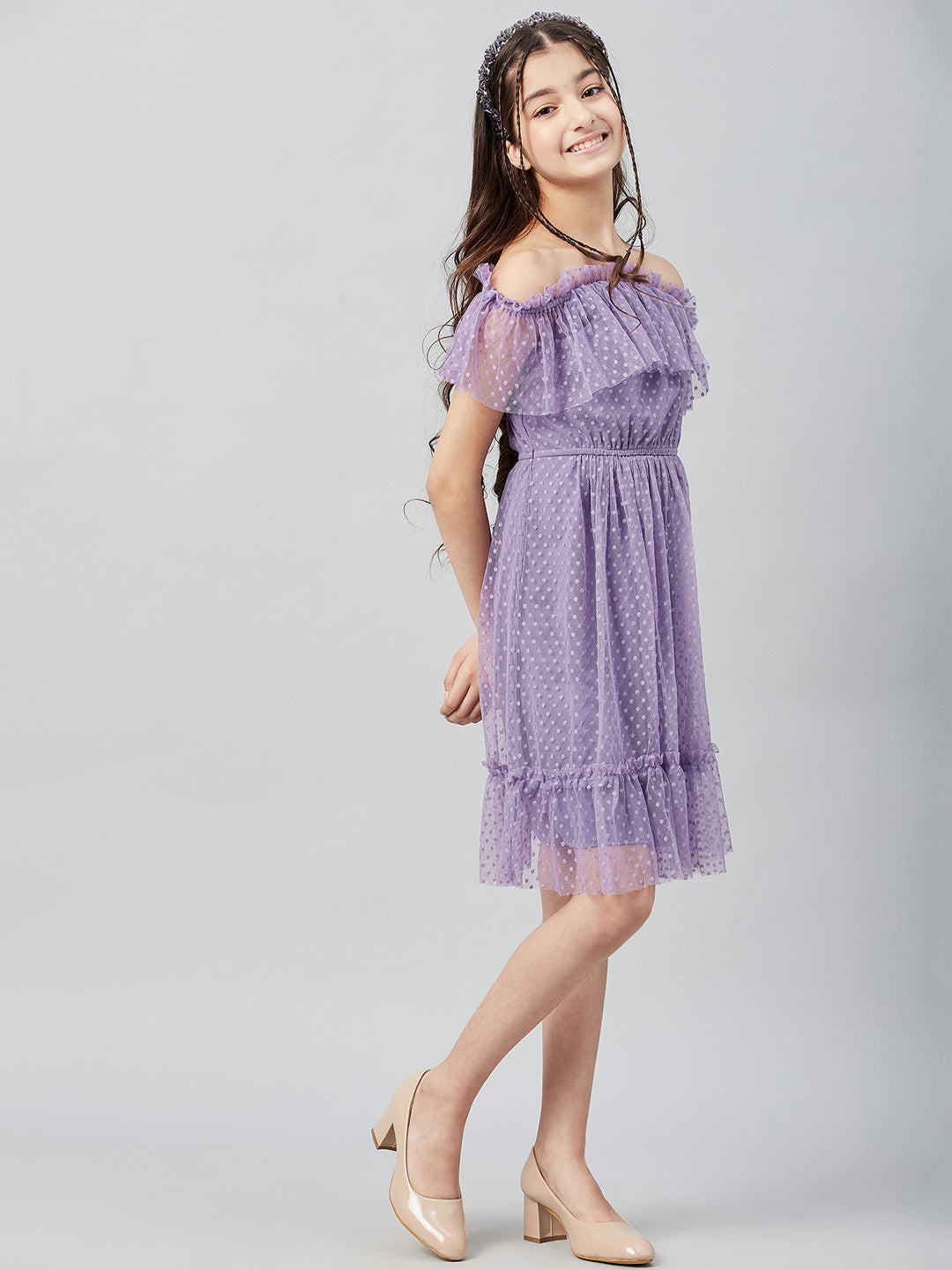 Athena Girl Lavender Off-Shoulder Dress - Athena Lifestyle