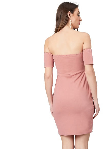 Athena Women Pink Solid Sheath Dress - Athena Lifestyle