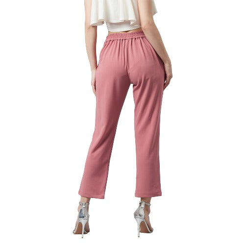Athena Women Rose Slim Fit Solid Cigarette Trousers - Athena Lifestyle
