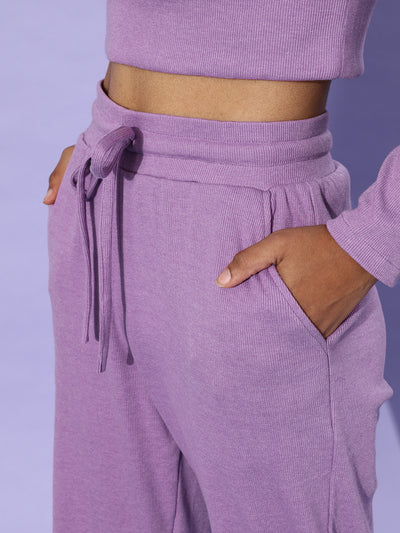 Athena Women Elegant Lavender Solid Top with Trousers - Athena Lifestyle