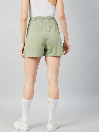 Athena Women Sea Green Solid Regular Fit Regular Shorts - Athena Lifestyle