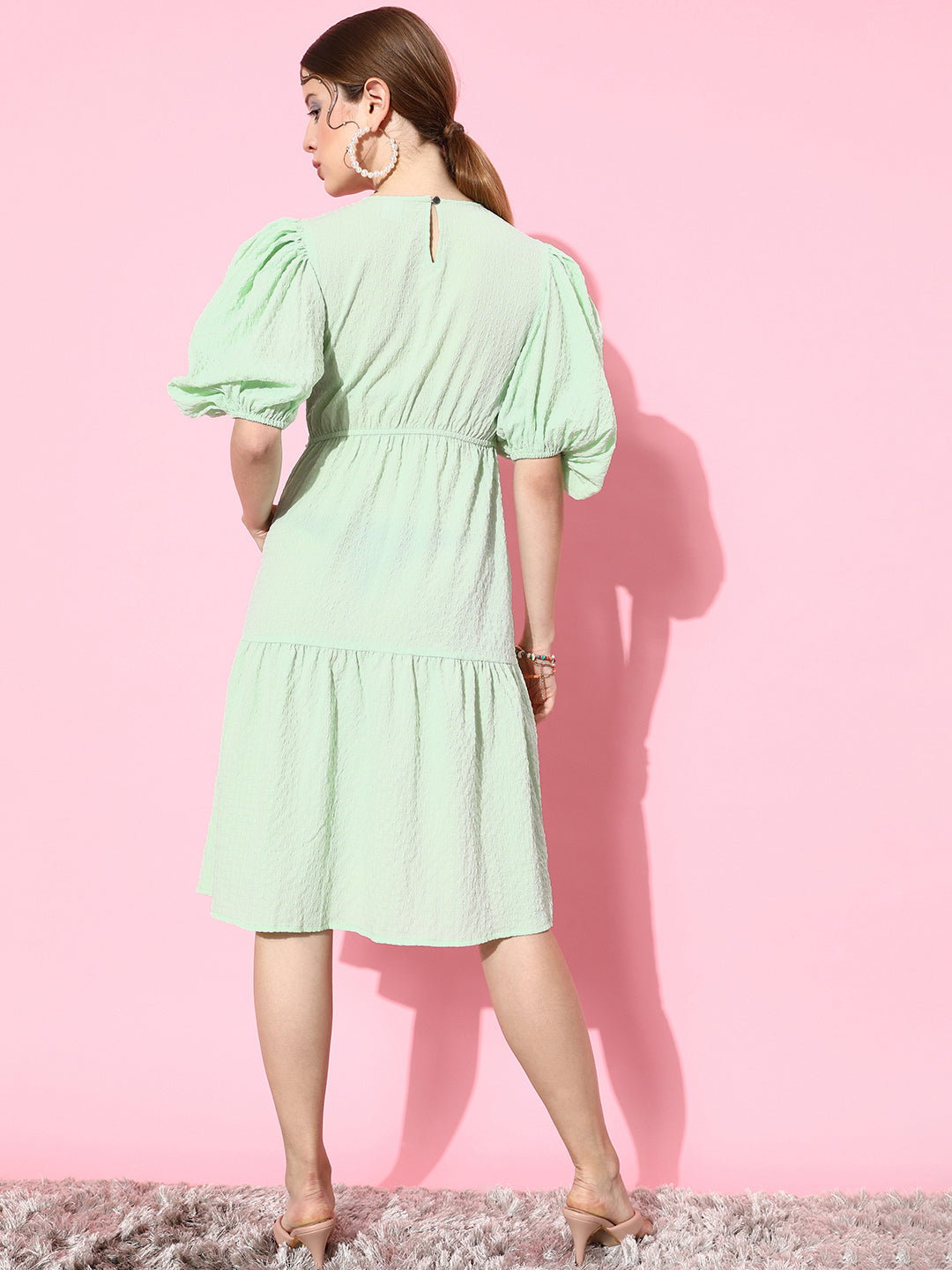 Athena Green textured Midi dress - Athena Lifestyle