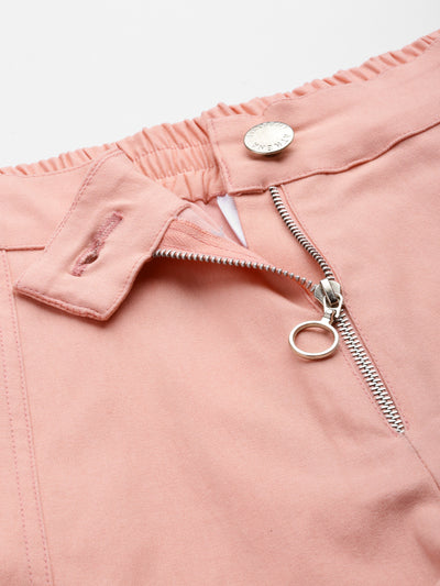 Athena Women Pink Solid Loose Fit Regular Shorts - Athena Lifestyle