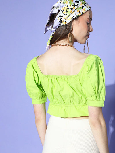 Athena Neon Green cotton bustier fit top - Athena Lifestyle