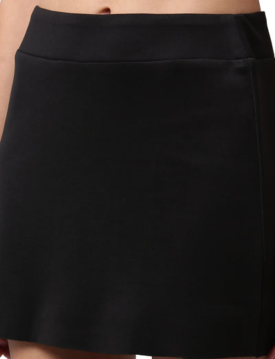 Athena Women Black Solid Mini Skirt - Athena Lifestyle