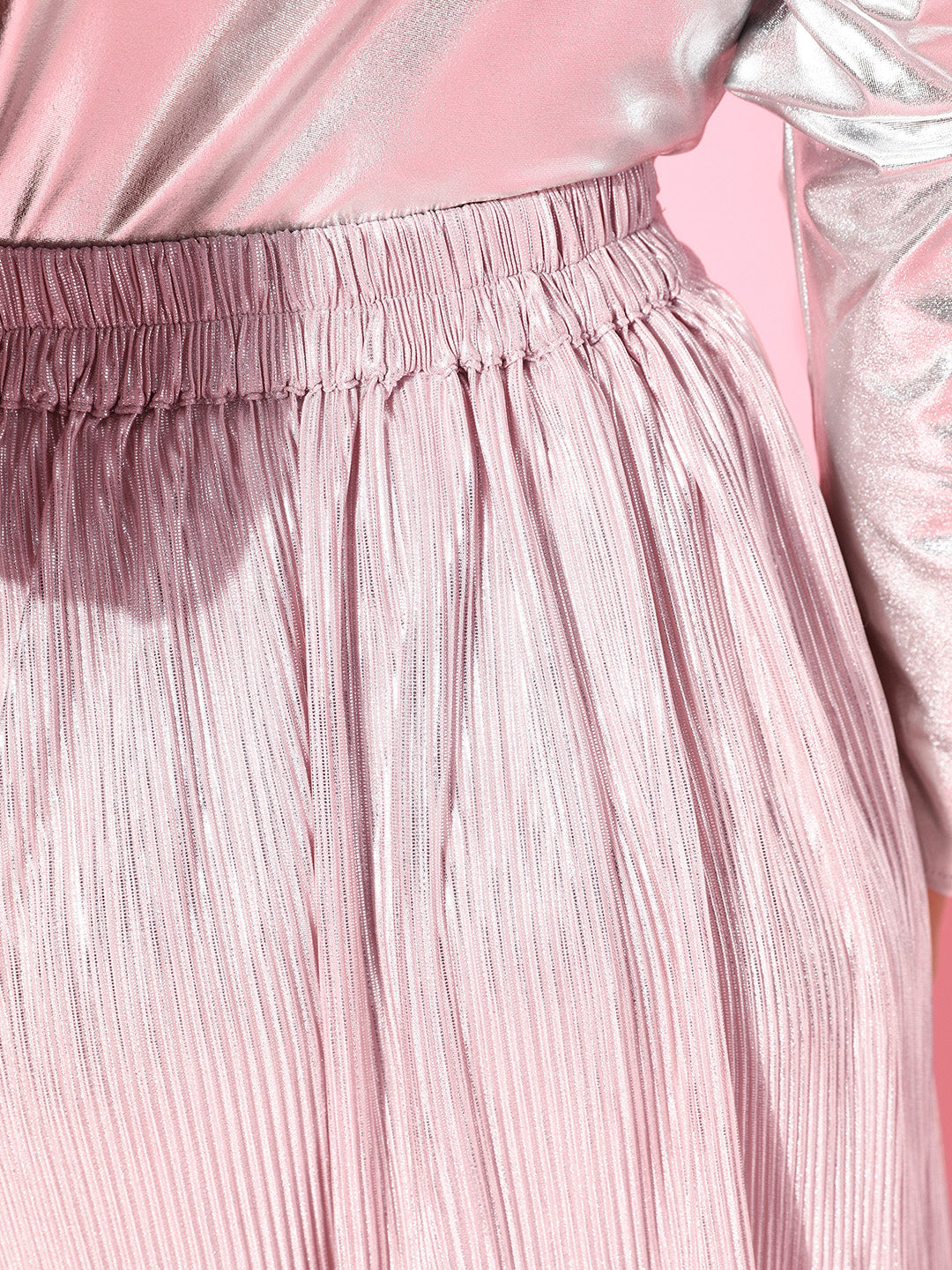 Athena Pink A-Line Shimmery Accordion Pleated Skirt - Athena Lifestyle