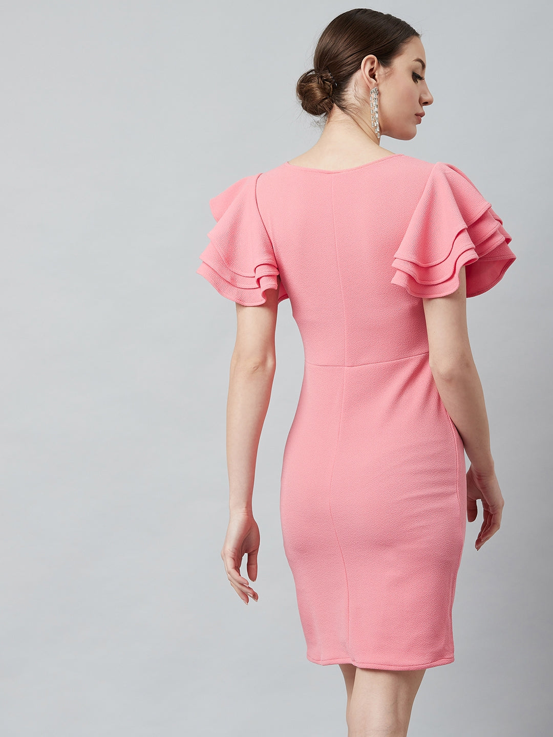 Athena Women Pink Solid Bodycon Dress - Athena Lifestyle