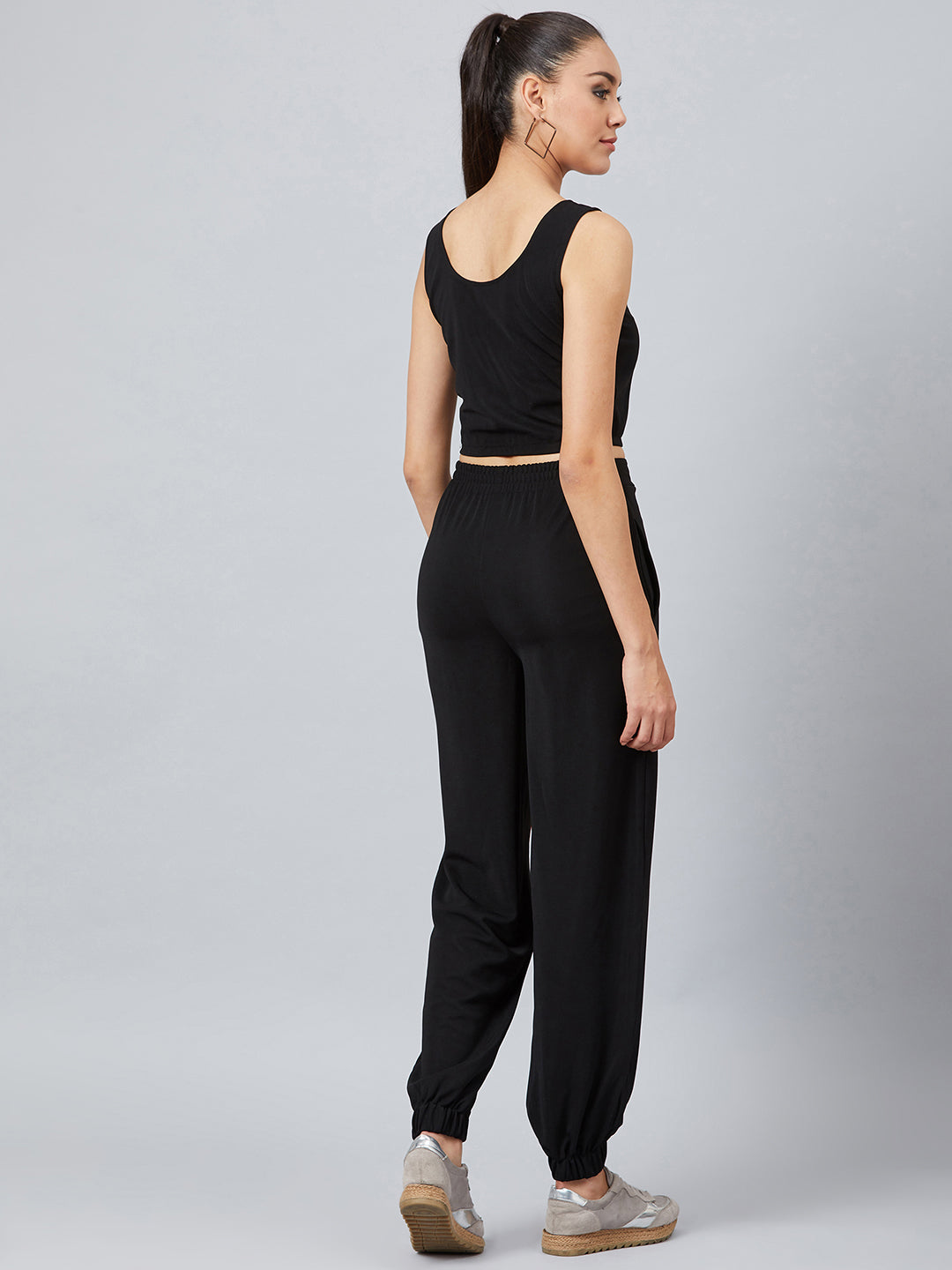 Athena Women Black Solid Top with Trousers - Athena Lifestyle
