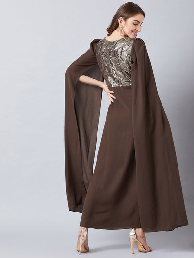 Athena Women Brown Embellished Maxi Dress - Athena Lifestyle